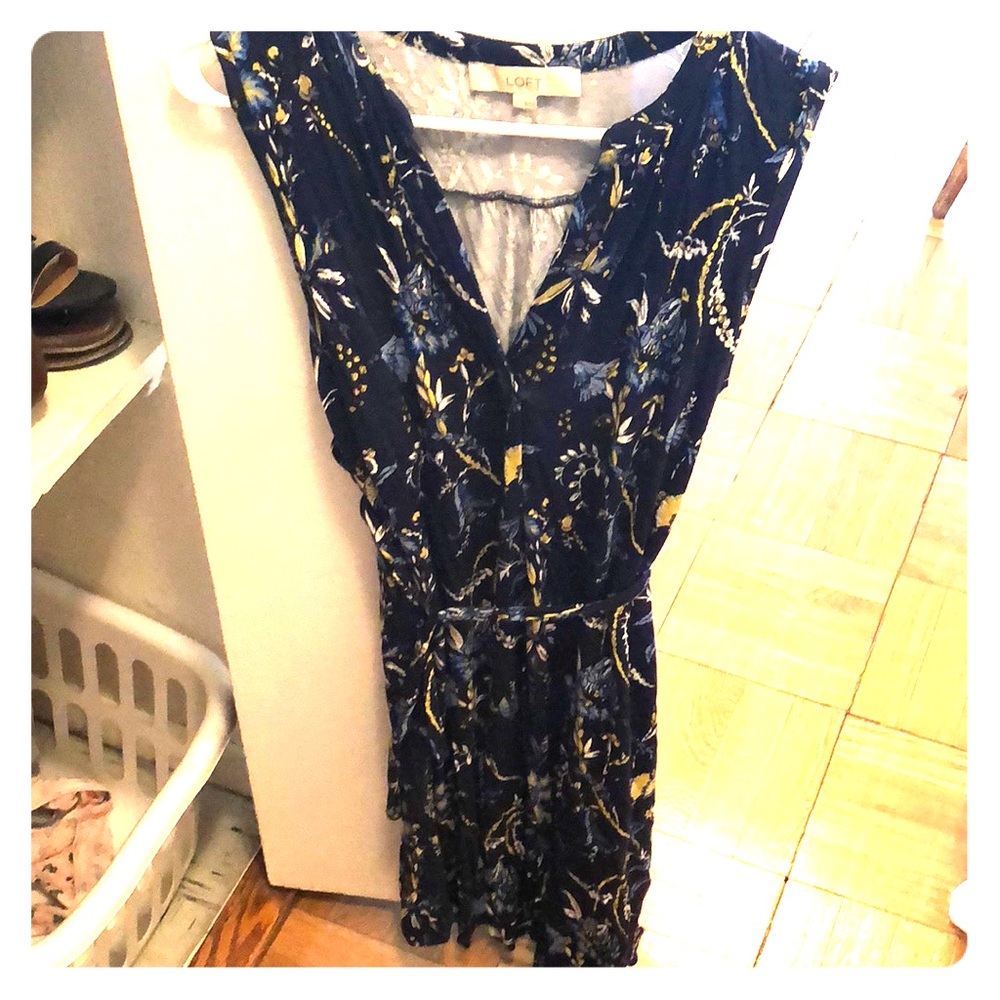 Blue sleeveless cotton dress
